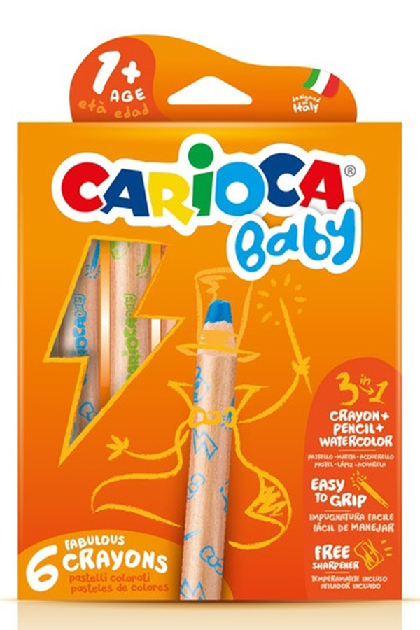 Ξυλοχρώματα νερού 3 σε 1  CARIOCA Baby 6 χρωμάτων 42817