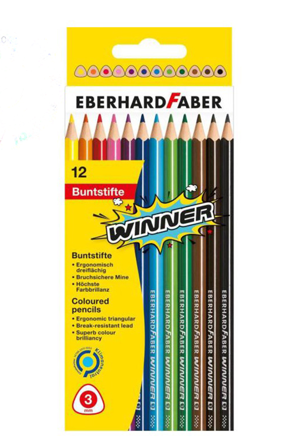 Ξυλομπογιές ζωγραφικής τριγωνικές EBERHARD FABER 12 χρωμάτων 511412