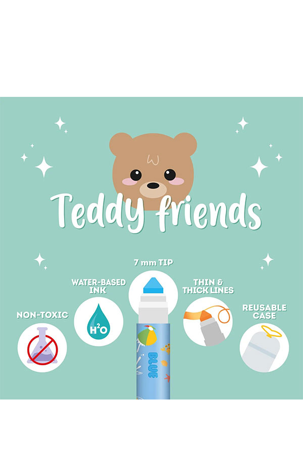Μαρκαδόροι ζωγραφικής 12 χρωμάτων Teddy Friends Legami TDM0001