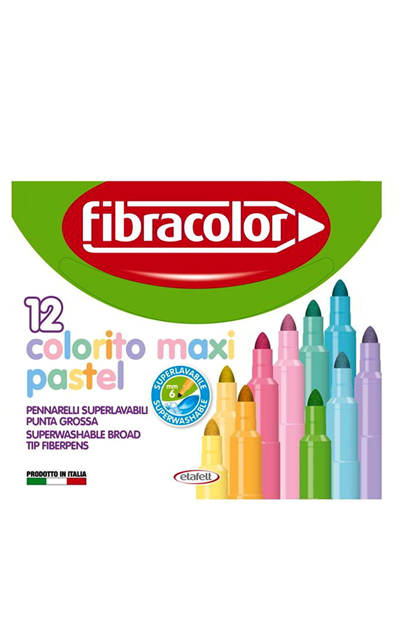 Μαρκαδόροι ζωγραφικής fibracolor colorito maxi 12 τμχ παστέλ 10630SW012SCP