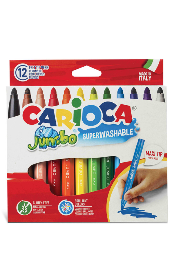 Μαρκαδόροι ζωγραφικής χονδροί CARIOCA Jumbo superwashable 12 χρωμάτων