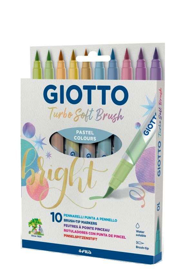 Μαρκαδόροι ζωγραφικής GIOTTO Turbo Soft Brush με μύτη πινέλο 10 χρωμάτων pastel F426900 