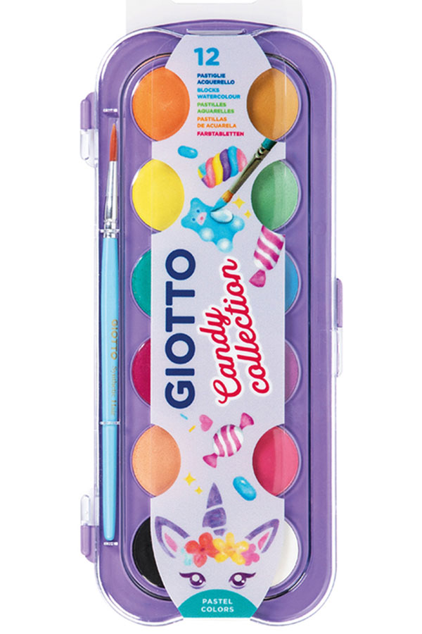 Νερομπογιές Candy Collection 12 χρωμάτων GIOTTO παστέλ 351600