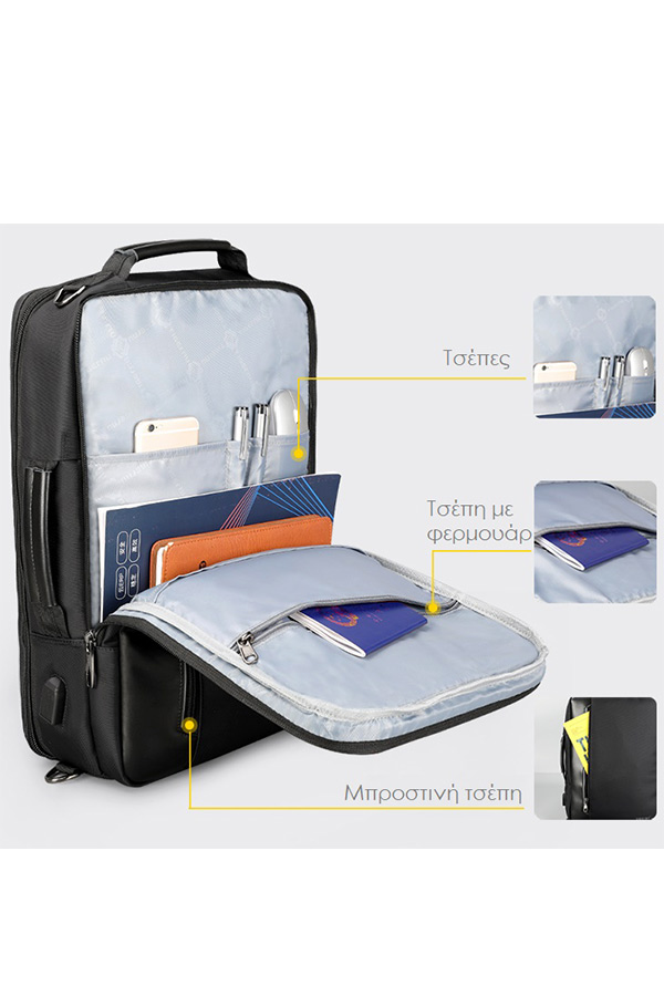 Σακίδιο - Χαρτοφύλακας με θέση για laptop 15,6 inches TIGERNU backpack μαύρο T-B3639