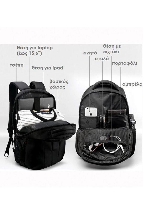 Σακίδιο με θέση για laptop 15,6 inches TIGERNU backpack μαύρο/μπλε T-B3105USB