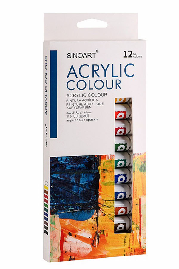Ακρυλικά χρώματα 12ml σετ 12 χρωμάτων SINOART Acrylic colour SFP004