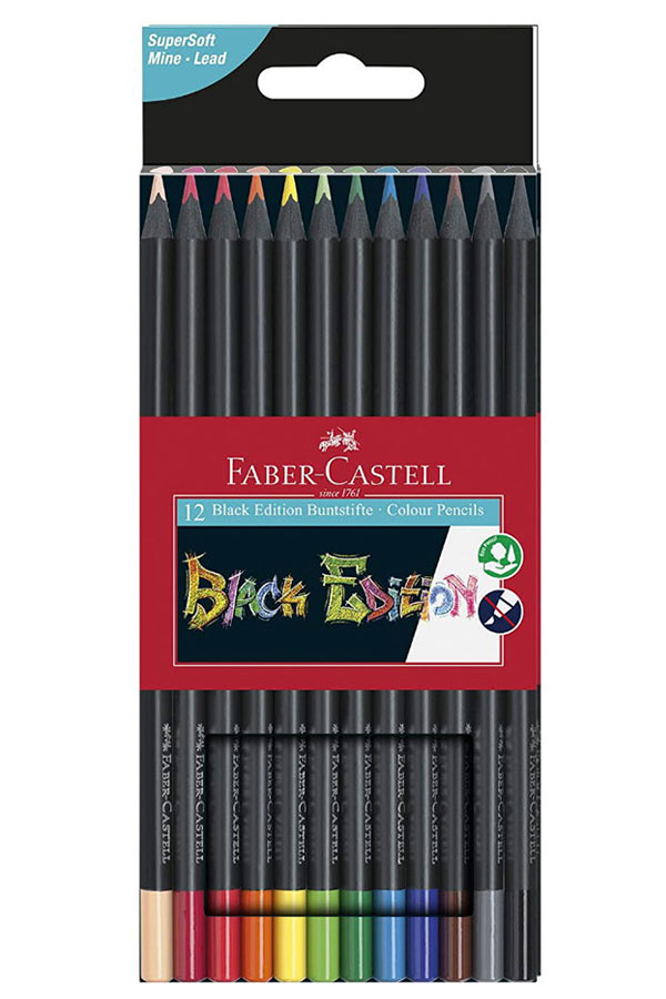 Ξυλομπογιές ζωγραφικής Black Edition 12 χρωμάτων FABER CASTELL 116412