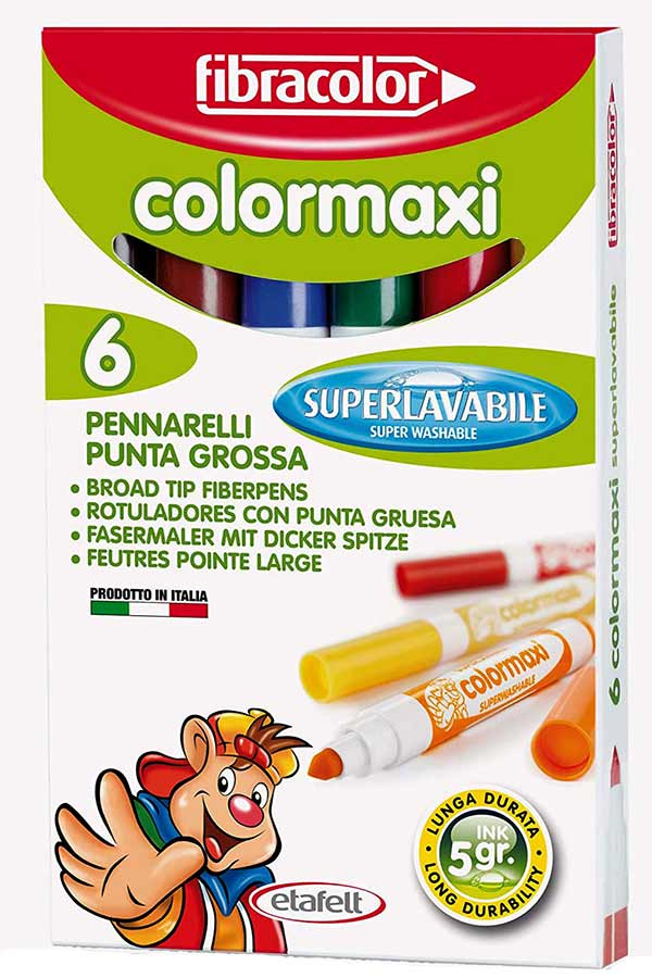 Μαρκαδόροι ζωγραφικής χονδροί fibracolor colormaxi 6 χρωμάτων 10640SW006SC