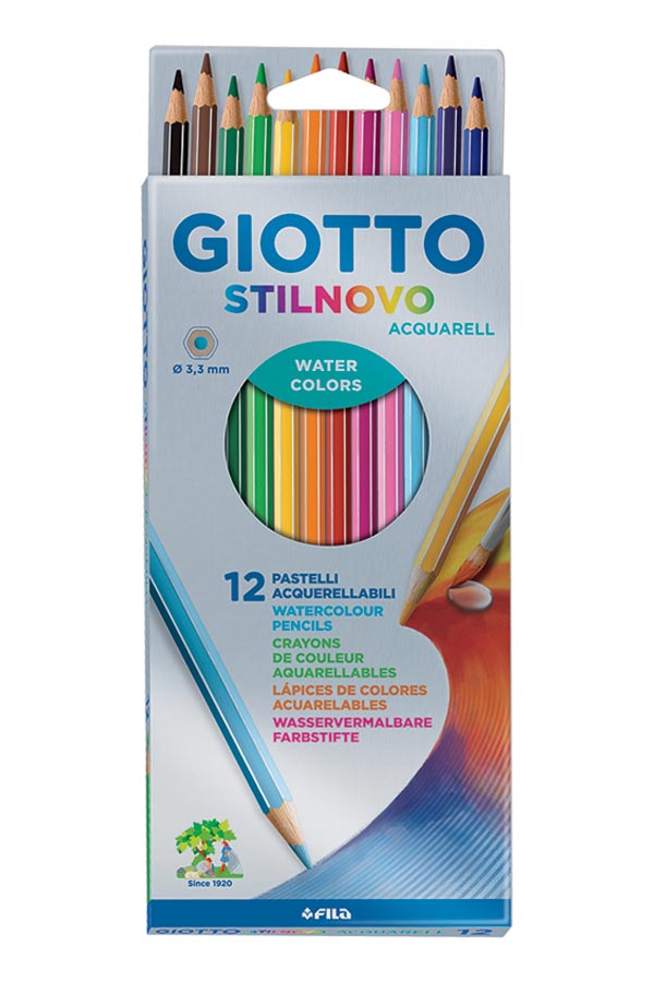 Ξυλοχρώματα νερού GIOTTO stilnovo Acquarell 12 χρωμάτων 255700