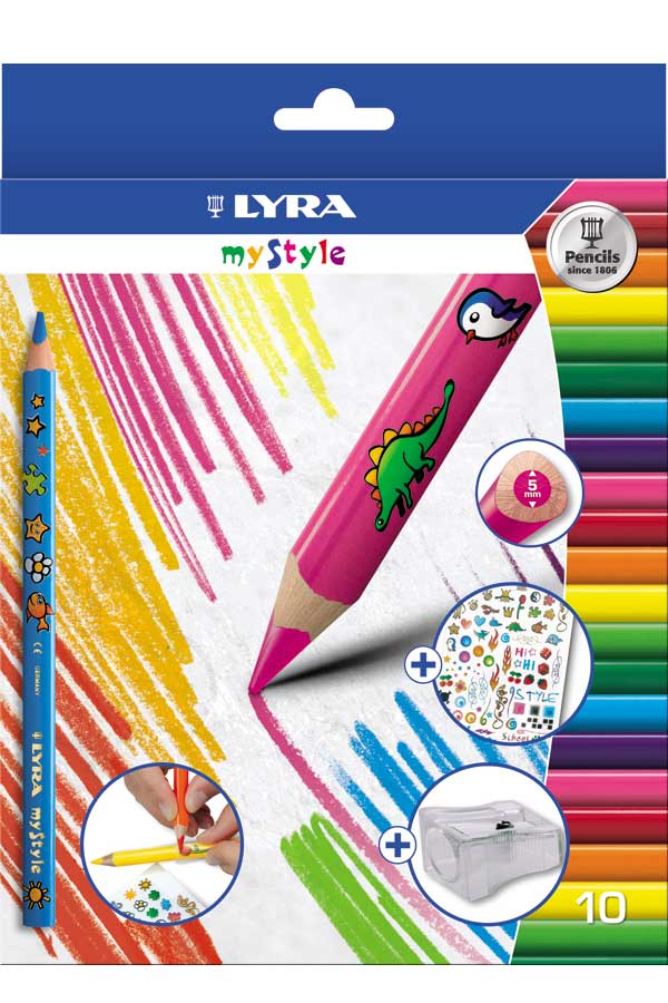 Ξυλομπογιές χονδρές 10 χρωμάτων LYRA My Style 3751100