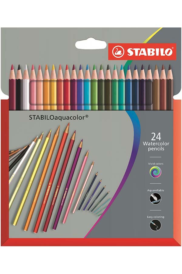 Ξυλοχρώματα νερού STABILO Aquacolor 24 χρωμάτων 1624