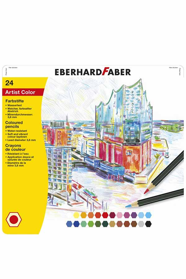 Ξυλομπογιές EBERHARD FABER 24 χρωμάτων σε μεταλλική κασετίνα 516124
