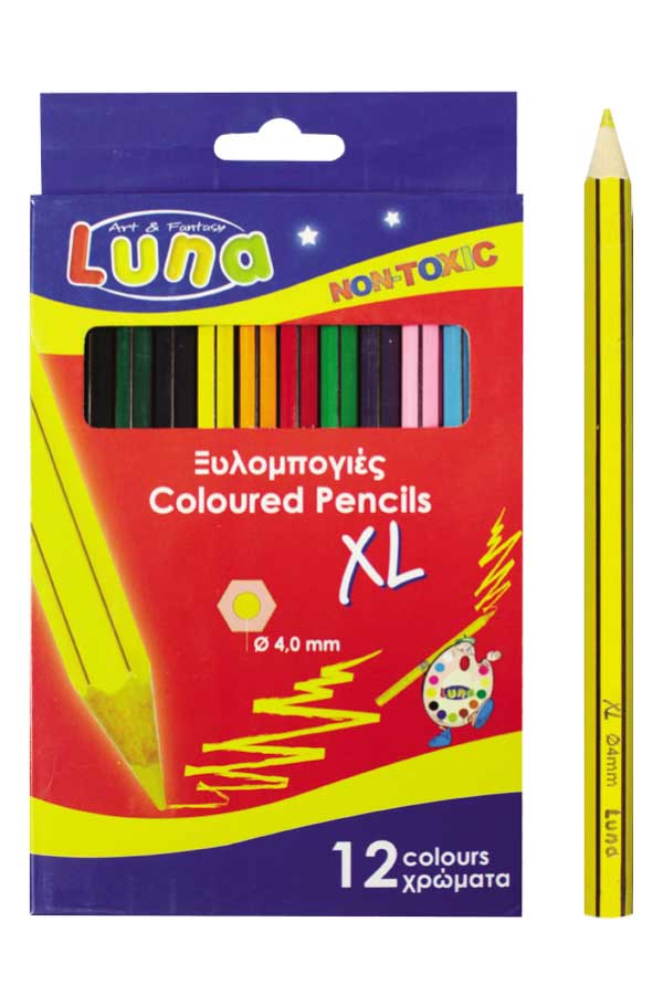 Ξυλομπογιές ζωγραφικής χονδρές XL Luna 12 χρωμάτων 0620340