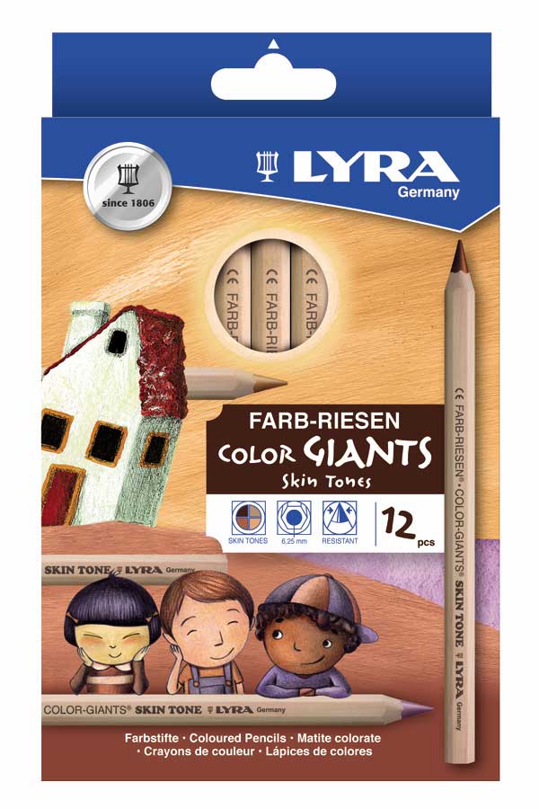 Ξυλομπογιές χονδρές skin tones LYRA 12 χρωμάτων 3931124
