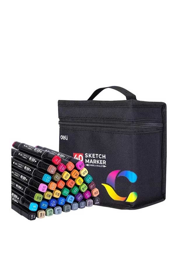 Μαρκαδόροι ζωγραφικής διπλή μύτη 40χρωμάτων Deli color emotion 70806-40