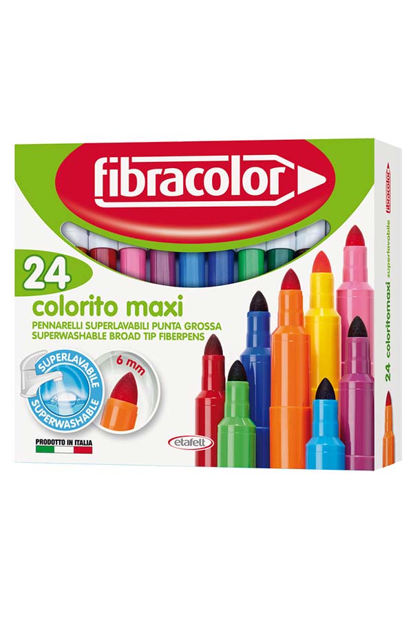 Μαρκαδόροι ζωγραφικής χονδροί 6mm fibracolor colorito maxi 24 χρωμάτων 10630SW024SC