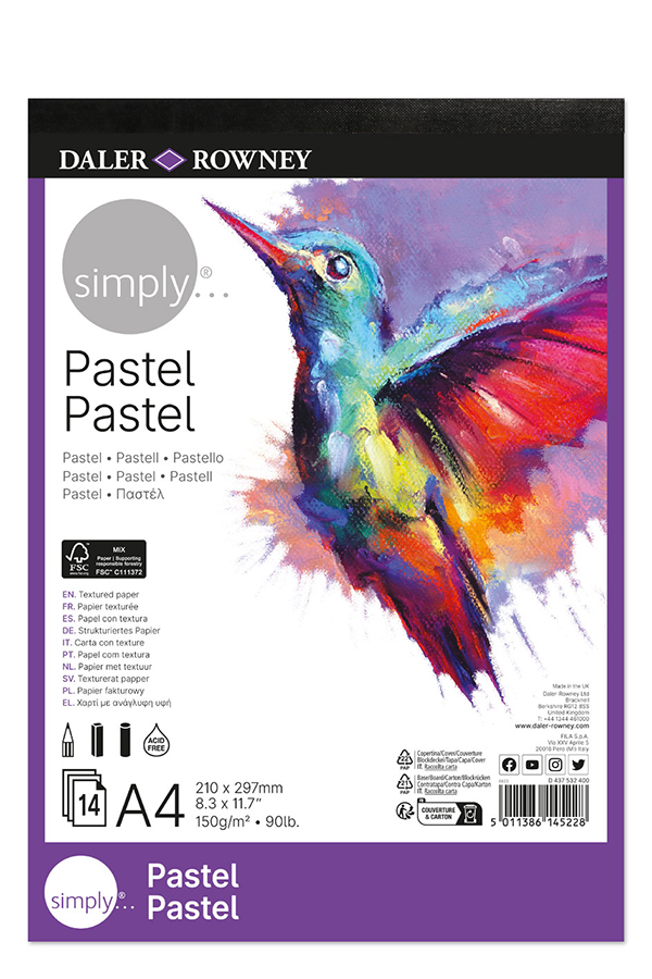 Μπλοκ ζωγραφικής και σκίτσου Pastel Simply 150gr Α4 21x29,7cm 14 φύλλων Daler Rowney 437532400
